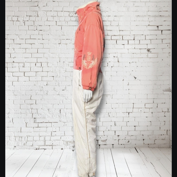 Rare Vintage Bogner Ski Snowsuit 80s Western Bavarian Mountain Eagle Coral Pink - Picture 5 of 16